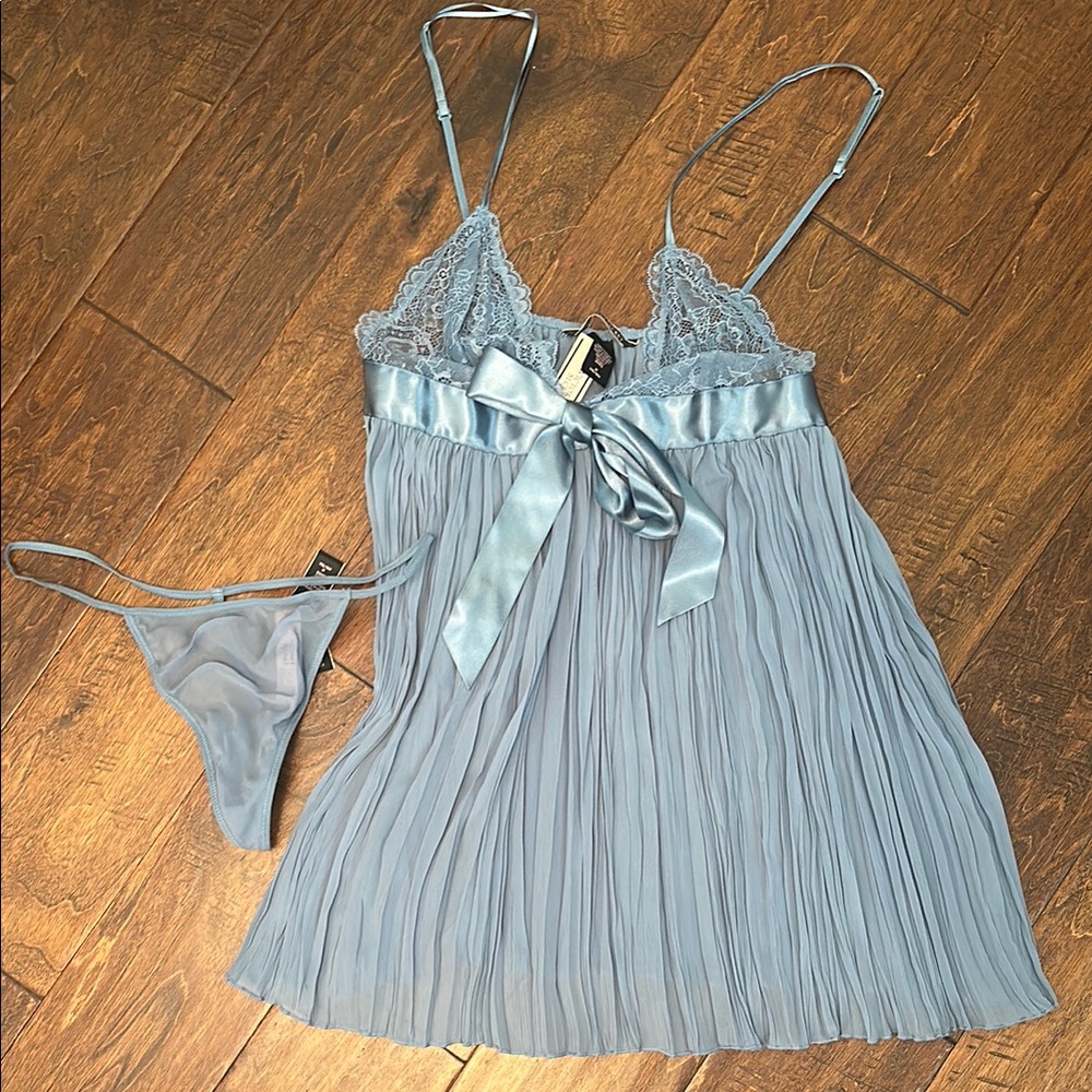 Victoria's Secret Blue Chemise with Ruffled Neckline